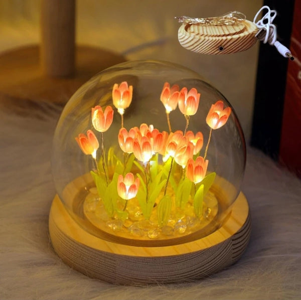 Floral LED Crystal Dome Lamp – Dreamy Night Light