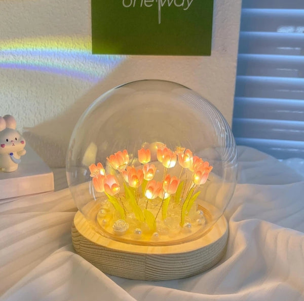 Floral LED Crystal Dome Lamp – Dreamy Night Light